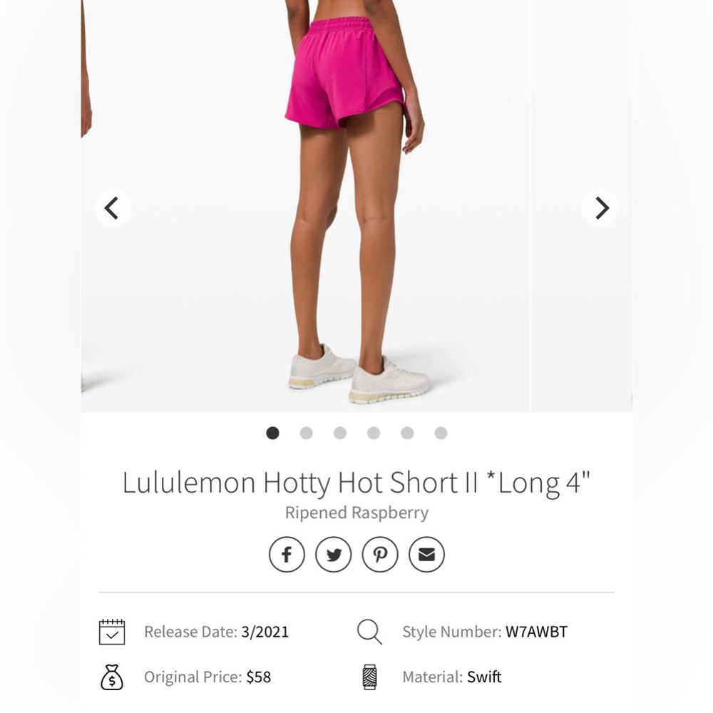 Lululemon Hottie Hot Lowrise 4 inch in “Ripened Raspberry” Size 8 Worn 2-3 Times
